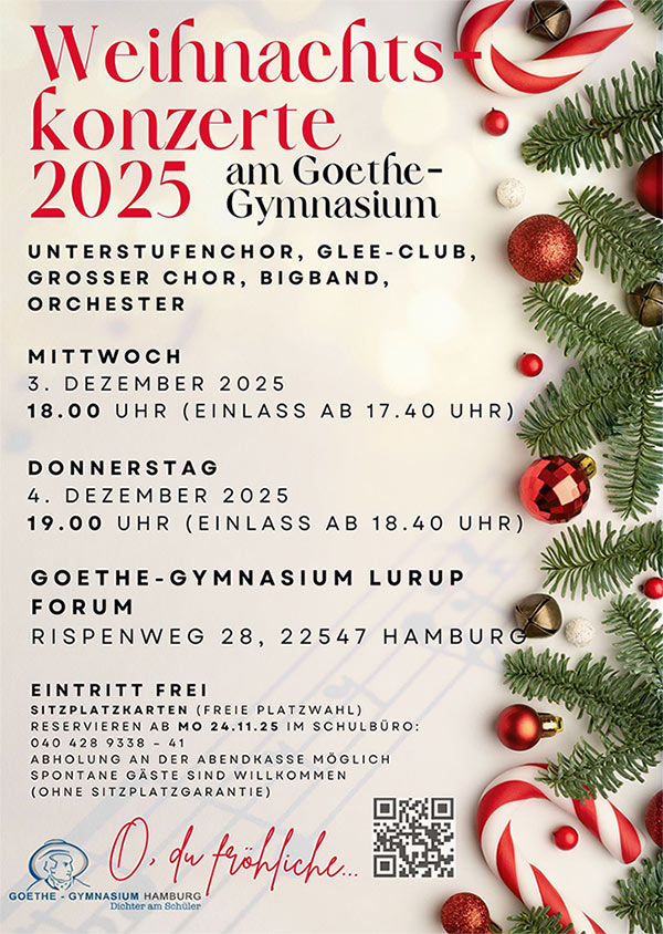 Poster Weihnachtskonzert Musik Goethe