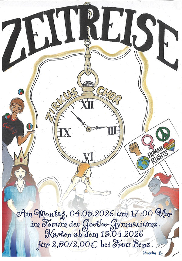 Poster Konzert und Zirkusprojekt Zeitreise Musik Goethe 2026